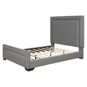 HomeRoots Gray Tufted Velvet Upholstered Queen Bed Frame - 1 of 4