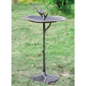 SPI Home Bird on Branch Sundial Birdbath – Cast Metal Garden Accent for Outdoor Decor, Timekeeping, and Bird-Friendly Landscaping - 1 of 3