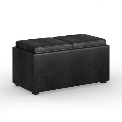 NicBex Modern Mid-Century 5 Piece Ottoman Bench with Storage & Flip Tray Top,Upholstered Storage Bench for Living Room,Bedroom,Black
