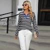 Clearlove 2025 Basic Tops for Women V Neck Long Sleeve Stripes Shirts Loose Tee Clothes - 2 of 4