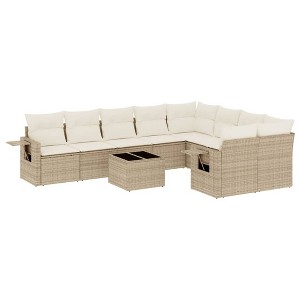 vidaXL 10 Piece Patio Sofa Set with Cushions - Beige and Cream Without Table - 1 of 4