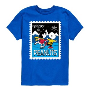 Boys' - Peanuts - Lucy Charlie Winter Stamp Short Sleeve Graphic T-Shirt - 1 of 4