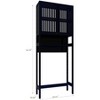 Over The Toilet Storage Cabinet Bamboo Bathroom Space Saver Organizer with 2 Doors and Storage Rack Above Toilet Storage Cabinet Freestanding - 2 of 4