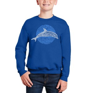 LA Pop Art Species Of Dolphin - Boy's Word Art Crewneck Sweatshirt - 1 of 3