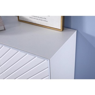 63" White MDF and Metal Sideboard Buffet with 4 Doors