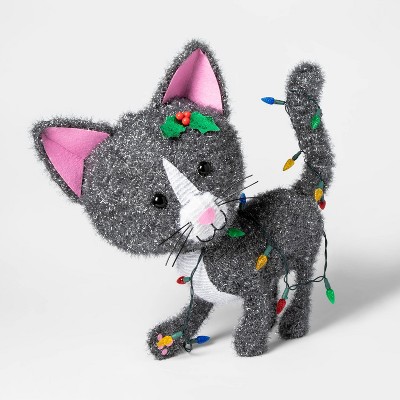 Christmas Incandescent Tinsel Cat Novelty Sculpture Lights - Wondershop™