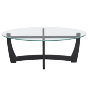 GlasFlength Coffee Tables Elegant Round Coffee Table Center Table Glass Coffee Table Small Table for Living Room, Black, 48"*30"*18" - 1 of 4