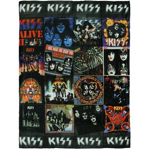 KISS Blanket Album Covers Allover Design Silk Touch Lightweight Throw 46" X 60" Multicolored - 1 of 4