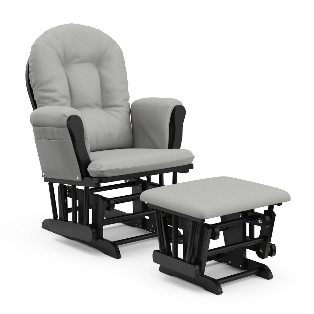 Photos - Rocking Chair Storkcraft Hoop Glider and Ottoman - Black Frame/Light Gray Fabric