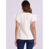 INSPIRE CHIC Women's Crew Neck Ruffle Cap Sleeve Textured Casual Blouse - 3 of 4