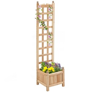 Lirago Wooden Raised Garden Bed with Trellis Outdoor Planter Box with Drainage Slots for Climbing Plants and Flowers 11.5"Dx11.75"Wx49.25"H - 1 of 4