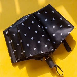 Clotth Polka Dot Sun Umbrella - Foldable, Sun and Rain Dual-Purpose, Retro Black Glue, Polka Dot - 1 of 4