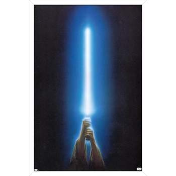 Trends International Star Wars: Original Trilogy - Blue Lightsaber Unframed Wall Poster Print Clear Push Pins Bundle 14.725" X 22.375" :