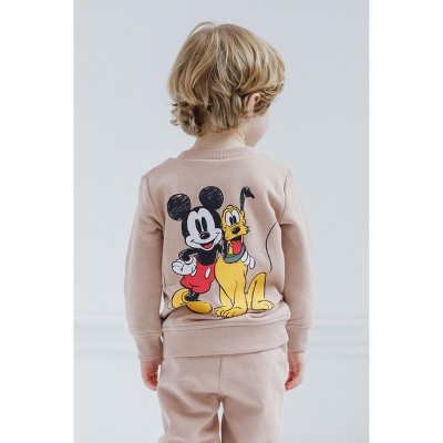 Disney Mickey Mouse Brown Fleece Sweatshirt and Pants Set, Size 7-8