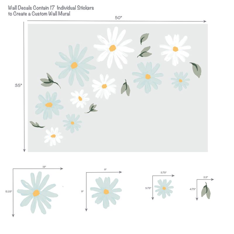 Lambs & Ivy Sweet Daisy Blue/White Flowers Wall Decals/Stickers, 2 of 6