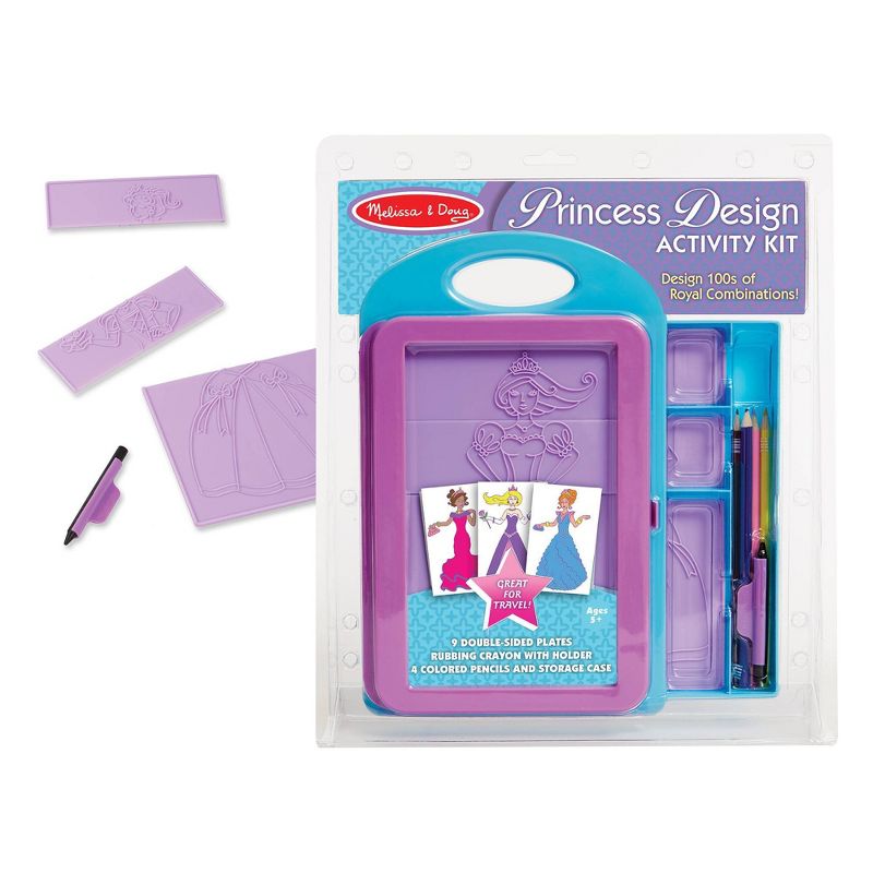 Melissa &#38; Doug Princess Design Activity Kit - 9 Double-Sided Plates, 4 Colored Pencils, Rubbing Crayon, 4 of 11