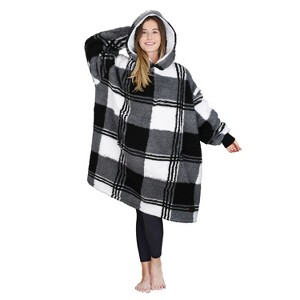 Catalonia Oversized Wearable Blanket Hoodied Sweatshirt for Woman Men, Cozy Fleece Faux Shearling Pullover, Warm Gift Wife, One Size Fits All - 1 of 4