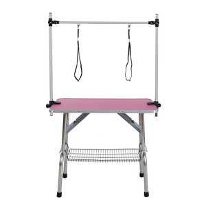 VisioGear 42" Folding Dog Pet Grooming Table with Adjustable Arm and Clamps, Pet Dog Cat Grooming Table, Pink, 42"*23.6"*65.5" - 1 of 4