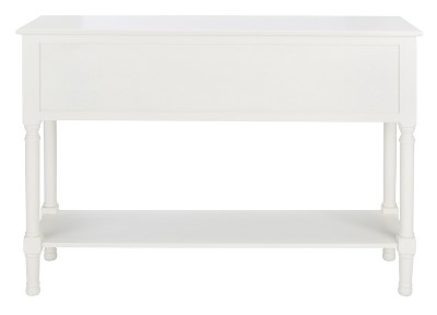 Elegant Carved White Wood and Metal Console Table with Storage