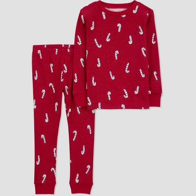Image of Carter's Just One You®️ Toddler 2pc Cotton Long Sleeve Candy Cane Christmas Pajama Set - Red 3T