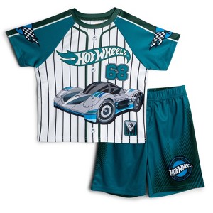 Hot Wheels Mesh Baseball Jersey Athletic T-Shirt and Shorts Outfit Set Toddler - 1 of 4
