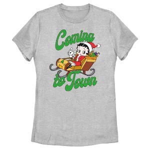 Women's Betty Boop Christmas Coming to Town Pudgy T-Shirt - 1 of 4