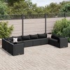 vidaXL 10 Piece Patio Lounge Set - Modular Black Poly Rattan Outdoor Furniture with Cushions - Garden Deck Terrace Backyard - 2 of 4