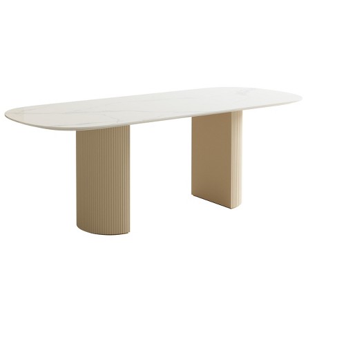 Lesly Modern Oval Slate Dining Table With Double Pedestal for Dining Room - image 1 of 4