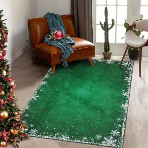 Christmas Area Rugs Xmas Snowflakes Rug Washable Holiday Home Decoration - 1 of 4
