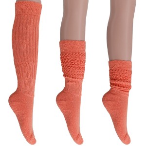 Women's Slouch Socks – Soft Cotton Scrunch Socks, Retro Knee-High Boot Socks for Casual Wear & Comfort (6 Pairs) - 1 of 1