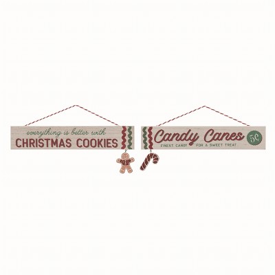 Transpac MDF Christmas Sweets Decor Set of 2 Christmas Home Decorations