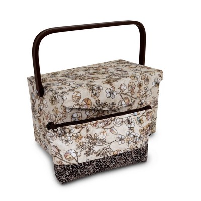 Dritz Medium Rectangular Sewing Basket with Zippered Case