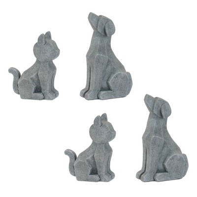 Modern Sitting Dog and Cat Figurine (Set of 4)