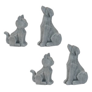 Modern Sitting Dog and Cat Figurine (Set of 4) - 1 of 3