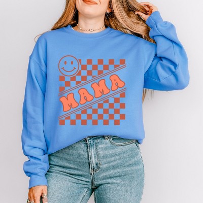 Simply Sage Market Mama Checkerboard Smiley Face Sweatshirt