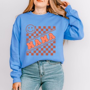 Simply Sage Market Mama Checkerboard Smiley Face Sweatshirt - 1 of 4