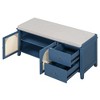 Infurnic Decorative Storage Cabinets Vintage Shoe Bench with Storage and Cushion for Entryway, Bedroom, Living Room, Blue, 43.5"*15.4"*20.4" - 4 of 4
