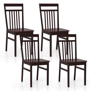 Costway Farmhouse Dining Chair Set of 2/4 Armless Wooden Chair with Slanted High Backrest