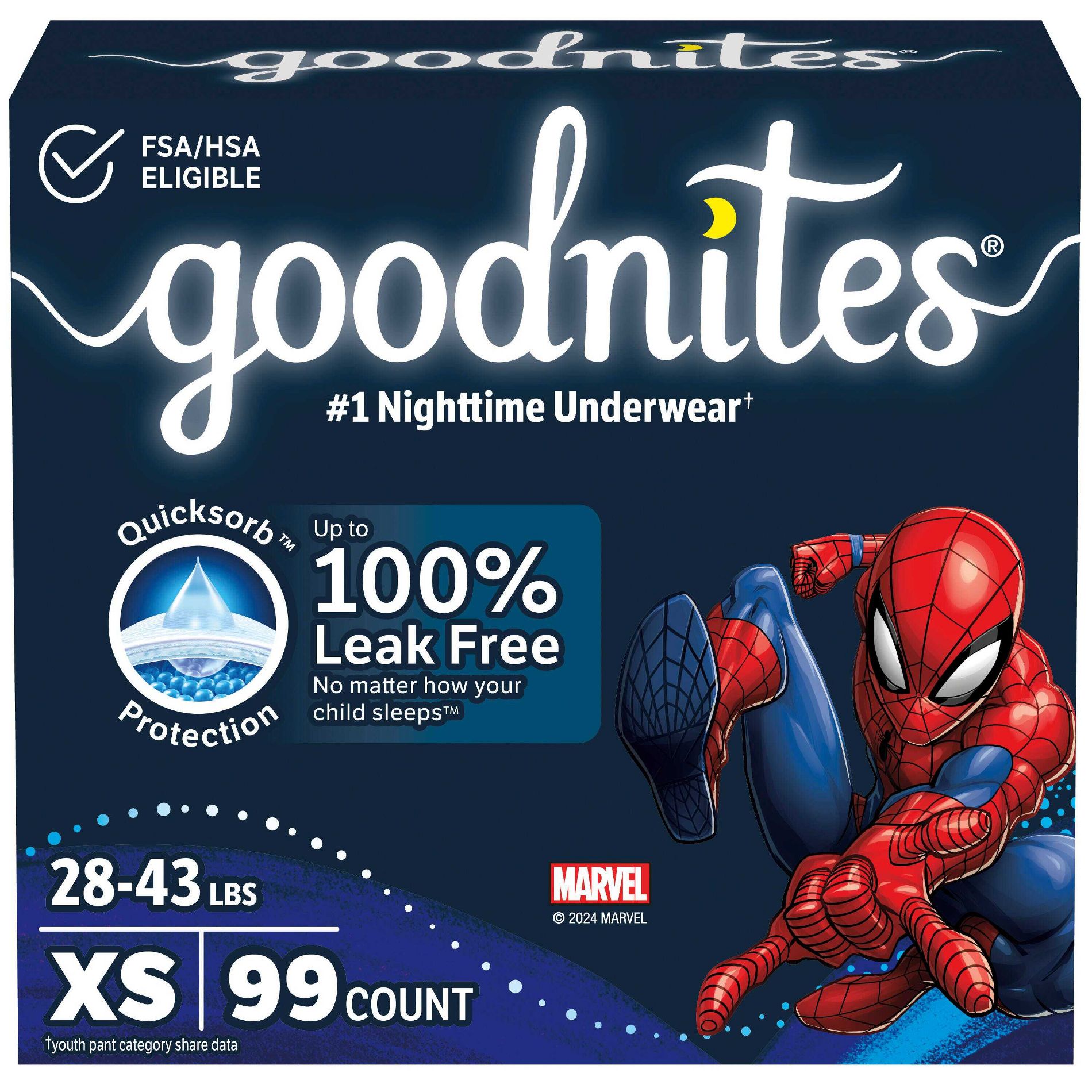 Goodnites Boys' Disposable Nighttime Underwear  -Size XS - 99ct