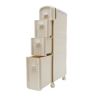 YIYIBYUS Bathroom Floor Storage Cabinet, Narrow Slim Towel Organizer With Drawers - 1 of 4