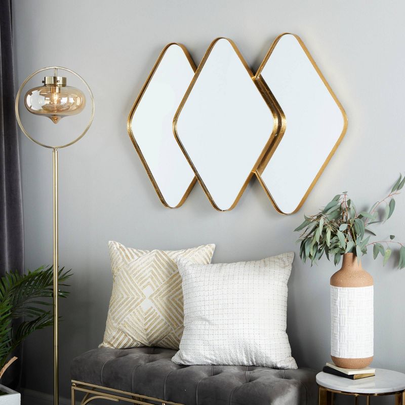 Metal Overlapping Diamond Wall Mirror with Gold Frame Gold - CosmoLiving by Cosmopolitan, 2 of 6