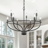 DORESshop 9-Light Black Large Circle Chandelier, 28.5-Inch Round Ring Wagon Wheel Pendant Light for Dining Room or Living Room - 4 of 4