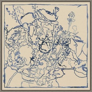 Amanti Art Indigo Floral Sketch I by Megan Meagher Canvas Wall Art Print Framed 22 x 22-in. - 1 of 4