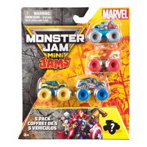 Monster Jam Marvel Mini Toy Vehicle - 5pk - 1 of 4