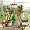 Artloge  6 Tier Rolling Heavy Wood Plant Stand Sturdy Triangle Flower Pot Storage Rack for Garden Home & Patio Decor - 3 of 4