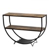 NicBex Rustic Industrial Design Console Table Entryway Table Demilune Shape Side Table Textured Metal Distressed Wood Sofa Table - 3 of 4