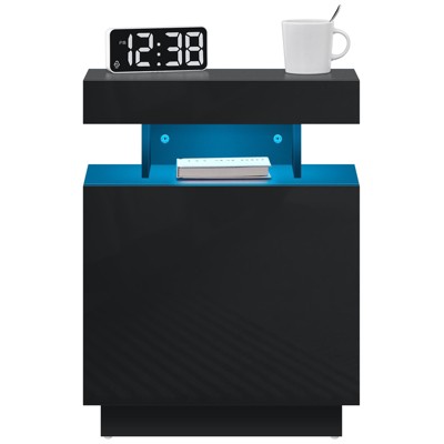 Hommpa Modern LED Nightstand Bedside Table with RGB Lights & Ample Storage