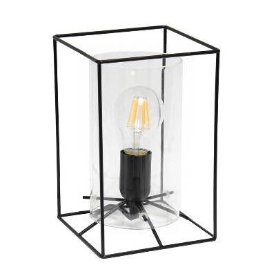 Framed Table Lamp with Cylinder Glass Shade Black - Lalia Home