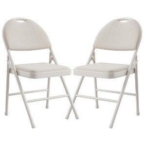 Folding Chair 2-Piece Set, Metal Frame Folding Chairs with Cotton Linen Seat and Non-Slip Pads for Indoor Outdoor Event Room Restaurant, - 1 of 4