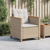 vidaXL Patio Chair with Cushions Beige Poly Rattan - 3 of 4